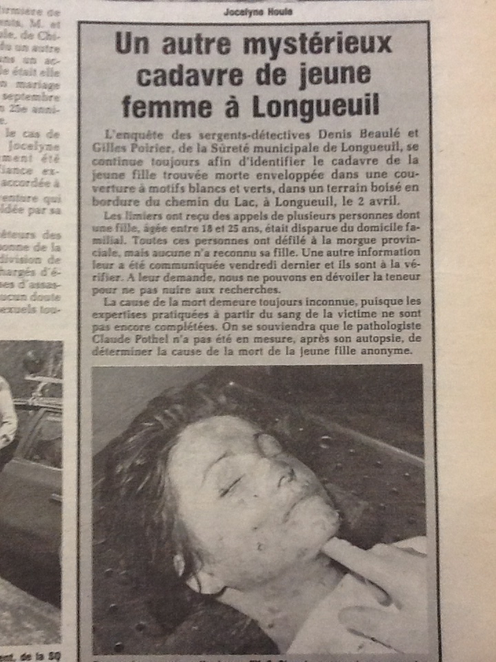 La Victime Inconnue, le 2 Avril, 1977